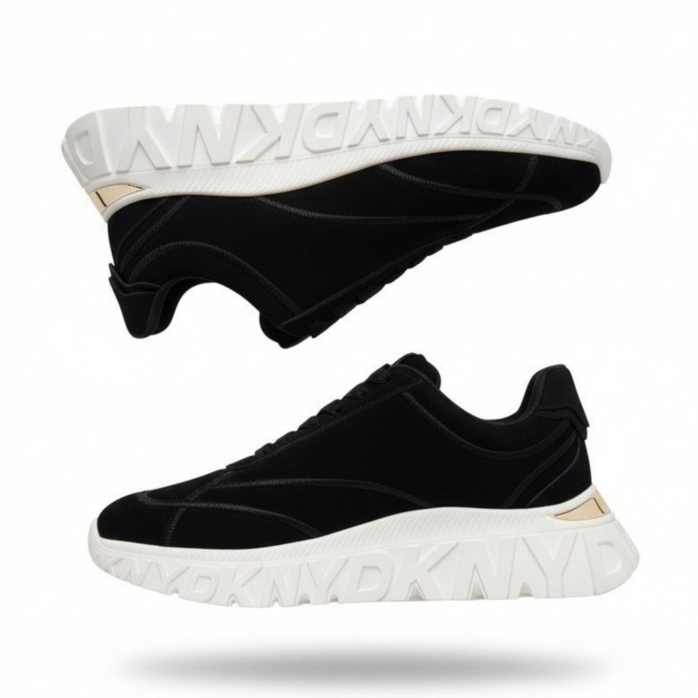DKNY Laeoni Platform SN Women Black White Suede Chunky Sneakers K4408656 Size 11
